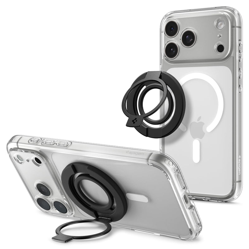 Spigen for MagSafe Phone Grip, Dual Pop MagFit Dual Magnet Phone Holder | For iPhone 17-12, Pixel 11-10 & Galaxy S26-S24 Z Fold 8 Ultra/Fold/Flip 8-7 with Magnetic Case Soft-Grip - Black (W/ Stand) Black (Stand)