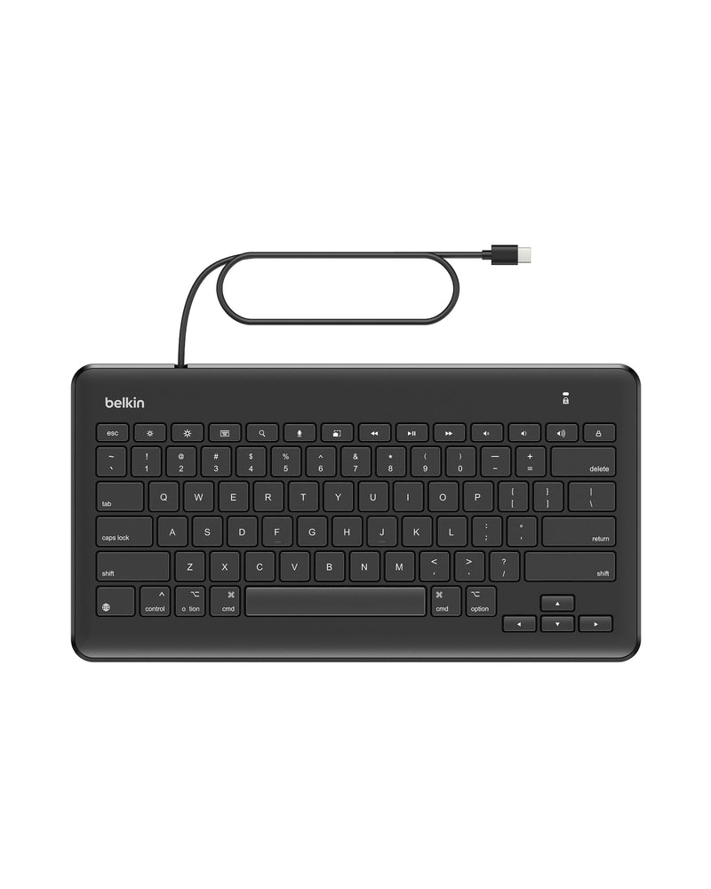 Belkin USB-C Wired Keyboard Full-Size, Plug & Play iPad A16/10th Gen | no batteries required, durable accessory, schools, offices, travel, full-size keys, classroom tablet