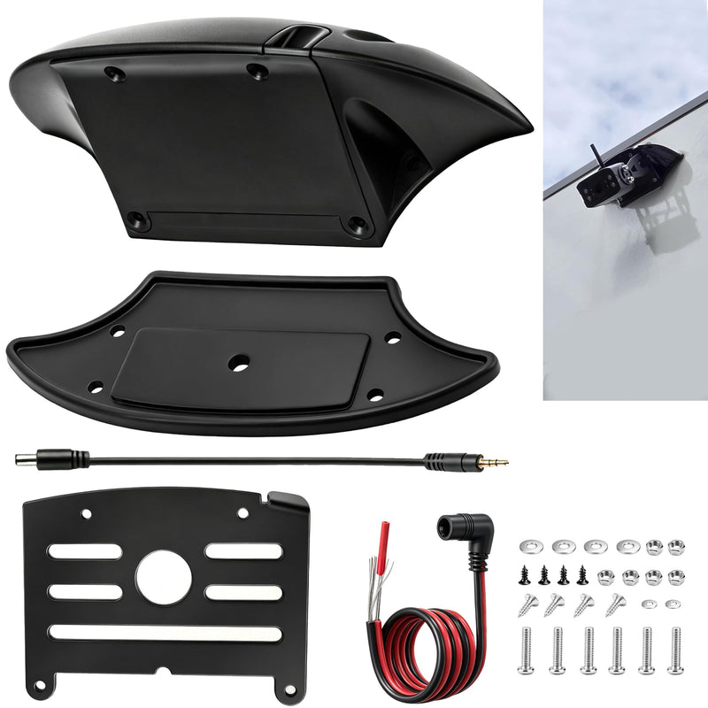 Universal Backup Camera Bracket Adapter & FRCBRKT-BL Mounting Bracket | for Fu-rrion Pre-Wired Mount Pre-Install Mounting Kit for RVs Camper 5th Wheel Trailer, w/ Pig Tail Wire Plug