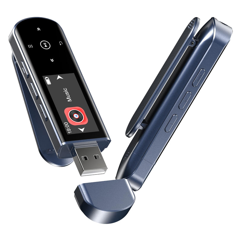 RUIZU 32GB USB MP3 Player with Bluetooth 5.3 & Clip for Sports Running | Portable Music Player, USB MP3 Player Stick with FM Radio, Voice Recorder, Digital Audio Shuffle Repeat, Phone File Transfer