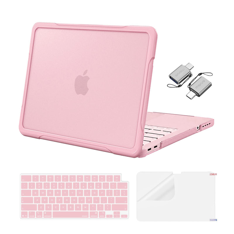 MOSISO Compatible with MacBook Neo Case 13 inch 2026 A3404 A18 Pro Chip | Crack-Resistant Hard Shell with Textured Carbon Fiber&Keyboard Cover&Screen Film&Type C, Rugged Protection, Blush