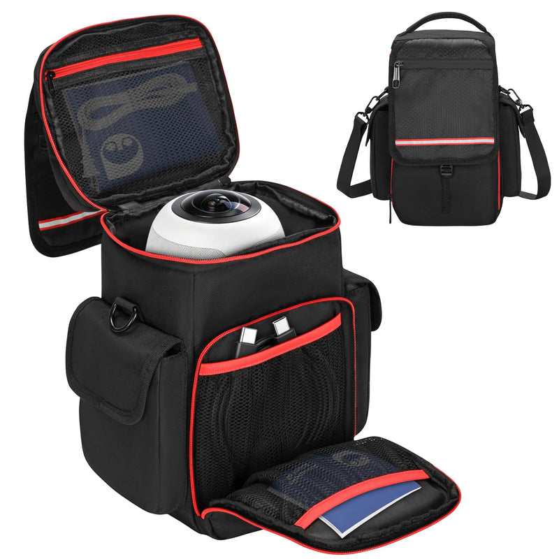 Carrying Case Compatible with Owl Labs Meeting Owl 3/4/Pro | Meeting Camera Travel Bag with shoulder strap, 8mm Padding, Side Pockets, Mesh Pockets, Top Handle, Red Reflective Strip