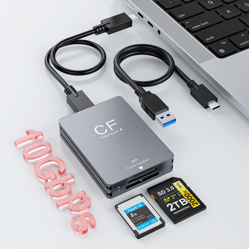 CFexpress Type A Card Reader, USB 3.2 (Gen 2) 10Gbps CFexpress Type A Card Reader for CF Express A+SD 3.0 Card Reader, USB C & USB A 2-in-1 Type A CFexpress Adapter for Professional Filmmakers CFexpress A