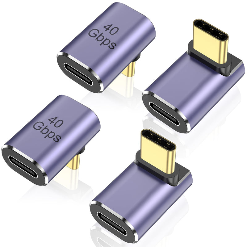 4 Pack 90 Degree USB-C Male to Female Adapter, Right Angle 100W Type-C Adapter Extender for Steam Deck, ROG Ally, Switch 2, Notebook Computers, Thunderbolt 4, Tablet and Mobile Phones