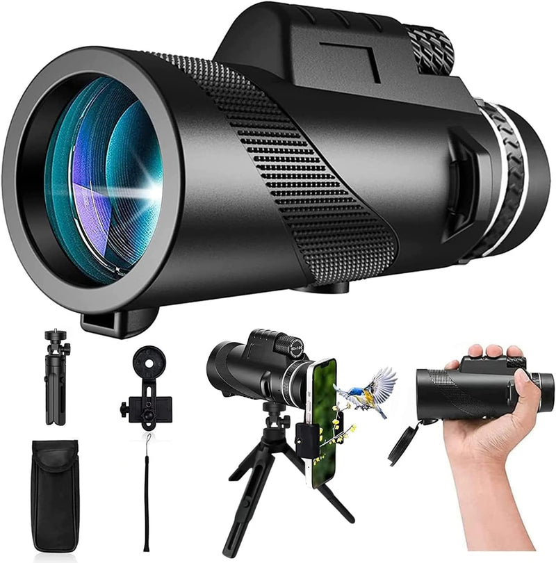 Monocular-Telescope 80x100 High Powered Monoculars High Definition for Adults High Powered with Smartphone Adapter Telescope Bird Watching Travel Camping Hiking green