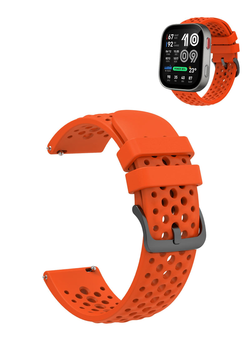 Watch Band for Amazfit Bip Max, Washable Silicone Breathable Sport Strap Orange