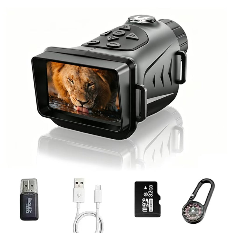 4K& 66MP Night Vision Monocular, Dual IR Infrared Monocular with 18X Digital Zoom, 3000mAh Rechargeable Battery,32GB SD Card & Card Reader, Portable for Camping Wildlife Watching Home Security