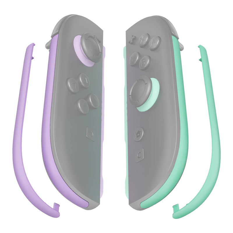 eXtremeRate Replacement Decorative Strips for Joycon 2, Custom DIY Decoration Strip Side Housing Trim Shell with Prying Stick for Nintendo Switch 2 Controller - Purple & Green