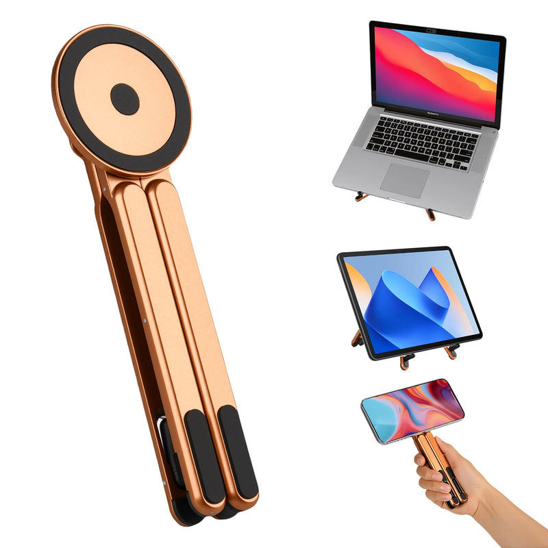 Three-in-One Magnetic Folding Stand,Adjustable Laptop Stand | Suitable for MacBook,iPad, iPhone,mobile phones,tablets,laptops,and portable aluminum heightening stands (orange) orange