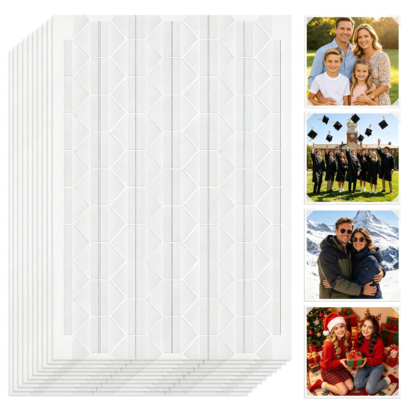 1020 PCS Photo Corners Self Adhesive, Clear Photo Corners for Scrapbooking, 10 Sheets Photo Corner Stickers for Photo Albums, Journals, Memory Books & DIY Crafts