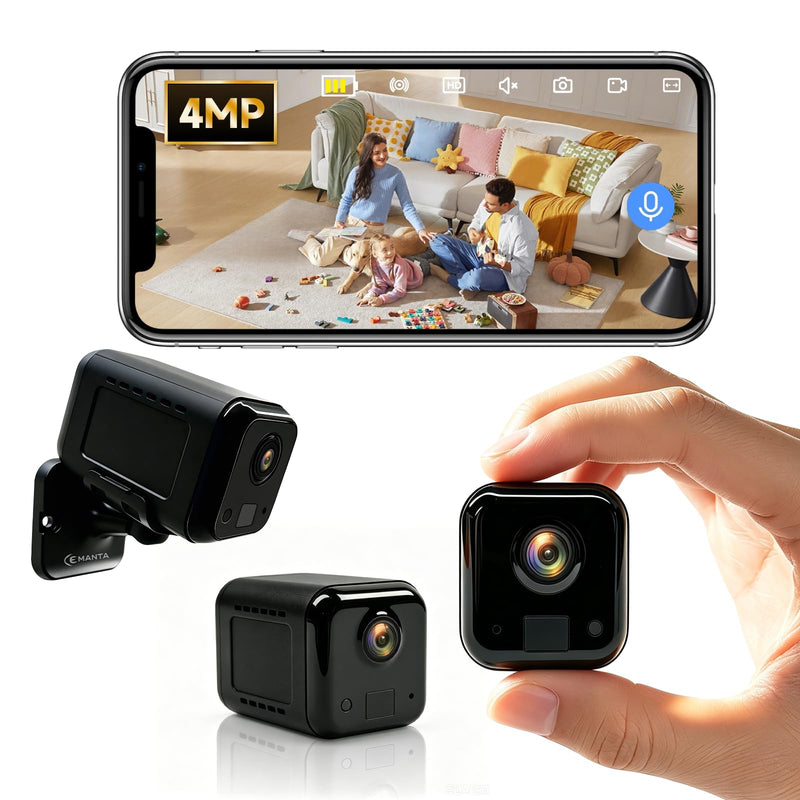 4MP Mini Hidden Camera Wireless Indoor,WiFi Mini Cam | 2.4G/5G WiFi, AI Motion Detection, Night Vision, Battery Powered, Compatible with Alexa Black