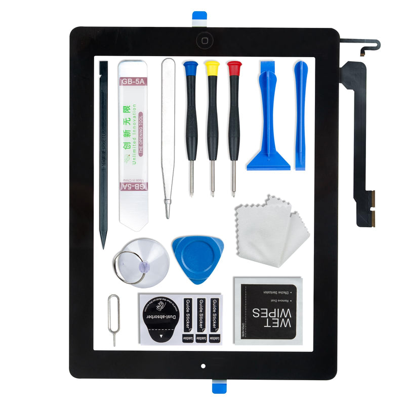 Screen Replacement for iPad 4 4th Generation, Touch Glass Compatible with iPad A1458 A1459 A1460 with Home Button and Tool Set