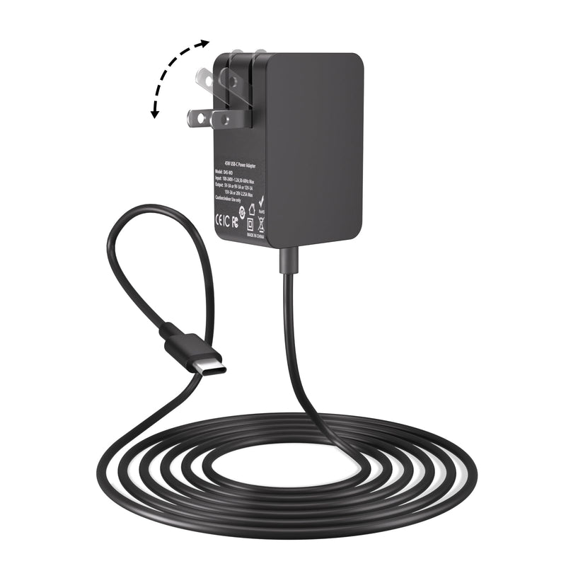 45W Surface Pro Charger USB C Compatible with Microsoft Surface Pro (2026) 13-inch/Surface Pro 12 2-in-1 Laptop/Tablet (2025) Surface 45W USB-C Universal Black AC Indoor Adapter