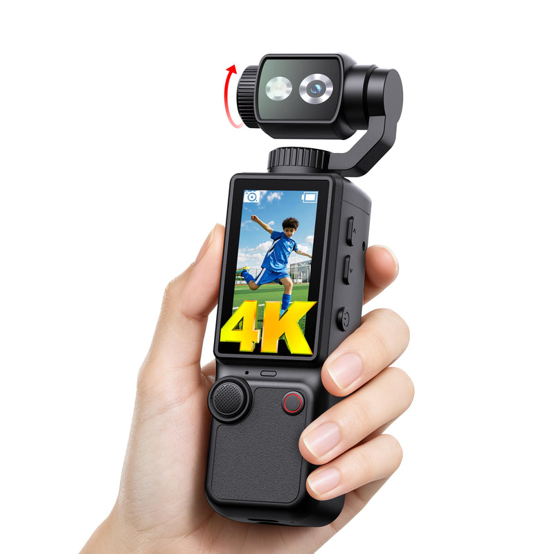 4K Vlogging Camera with 180°Rotating Lens, Portable Handheld Video Camera | 16X Zoom Pocket Digital Camcorder with Clear Mic, 2.0’’ Screen,32GB Card,Tripod,2000mAh Battery for Travel&Youtube Tiktok