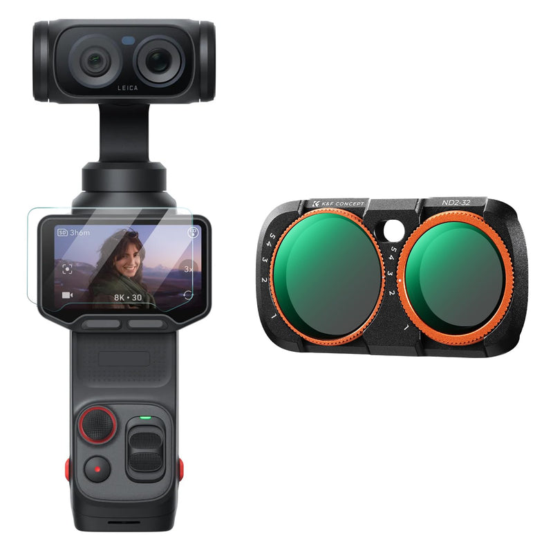K&F CONCEPT Variable ND2-32 Filter Kit Compatible with Insta360 Luna Ultra | VND Filter with Magnetic Mount, Limited Stops (1 to 5 stops) Neutral Density Filters, Action Camera Accessories, FI061
