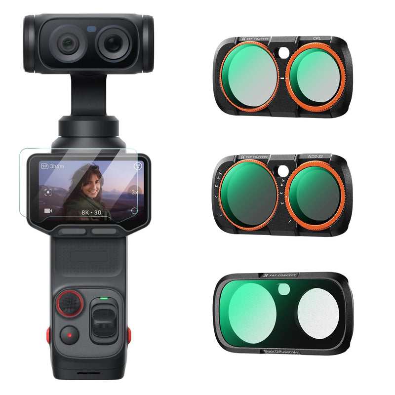 K&F CONCEPT CPL Black Diffusion 1/4 ND2-32 Filter Kit | Compatible with Insta360 Luna Ultra, Magnetic, Ultra-Slim Stowable Versatile, FI061 CPL+Black Diffusion 1/4+ND2-32