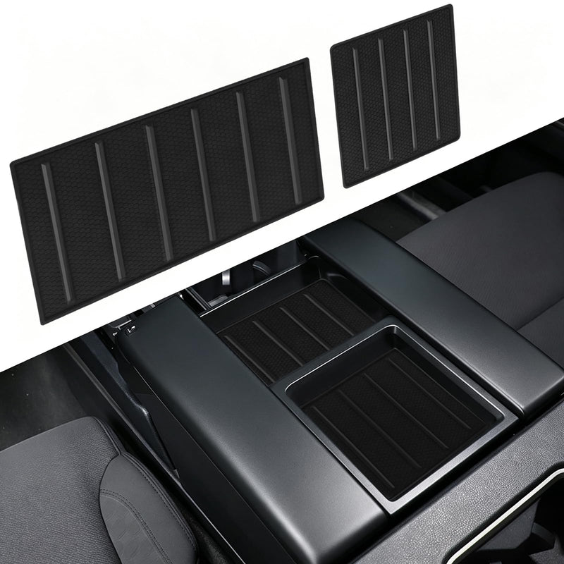 Console Tray Liner for Toyota Tundra 2022-2026 & Sequoia 2023-2026, 2 Pcs Anti-Slip Silicone Mat, Fits SR SR5 Limited Only