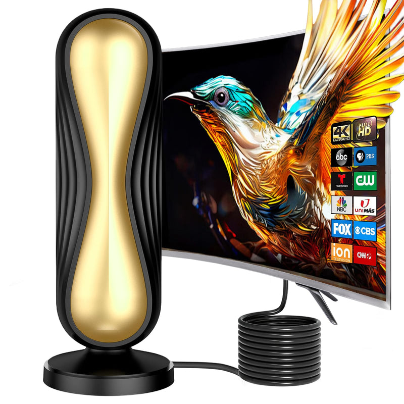 2026 Magnetic Digital TV Antenna, Supports 4K 8K, Works for All TVs Works | Works with all Smart TVs and digital devices, stable signal for clear HD channels, and easy setup. Gold