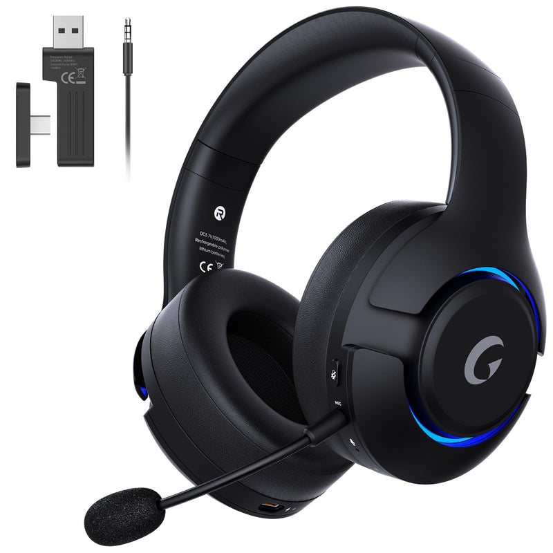 syndesmos Wireless PS5 Headset, 2.4GHz Gaming Headset for PS5, PC, Switch, Bluetooth 5.3 Headphones with Noise Canceling Mic, 7.1 Surround Sound, Low-Latency, 45H Battery, Black