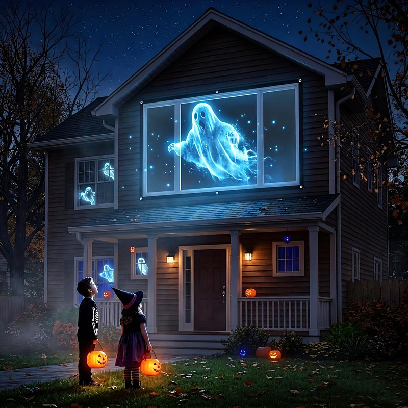 Holographic Rear Projection Screen Foldable and Portable Double Sided for Indoor Halloween Decorations, with Hang Mounting (120) 120