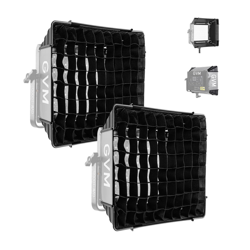 GVM Foldable Softbox with Diffusers/Honeycomb Grid, 2 Packs Softbox Lighting Kit Compatible with GVM 680RS/880RS/1000D RGB Video Light for YouTube/Portrait Photography/Product Shoots/Live Streaming