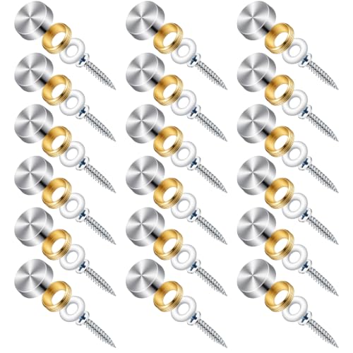 24 Pcs Screw Cap Covers Decorative Screws with Caps Mirror Stainless Steel Screw Cover Cap Brushed Finish Decorative Screws Cover Fasteners for Sign Advertising Mirrors - 0.63"/16mm Diameter