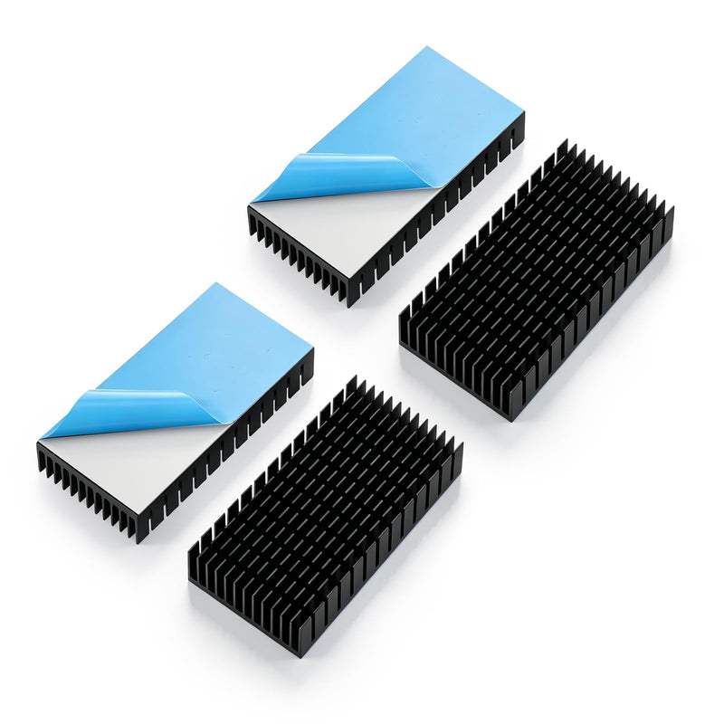 4 Pieces Heatsink Cooler 80 x 40 x 11mm Black Aluminum Heat Sink | Heatsink Kit with Thermal Conductive Adhesive Tape, Thermoelectric Cooler, Radiator Coolers, for 3D Printer Motor