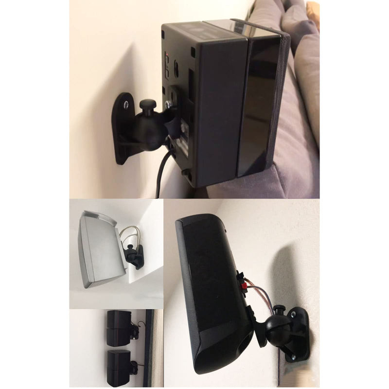 Speaker Wall Mount Bracket, ABS Plastic Holder with Ball Joint and Low Noise Damping for Home Stereo, 5KG Load Capacity, Easy Installation