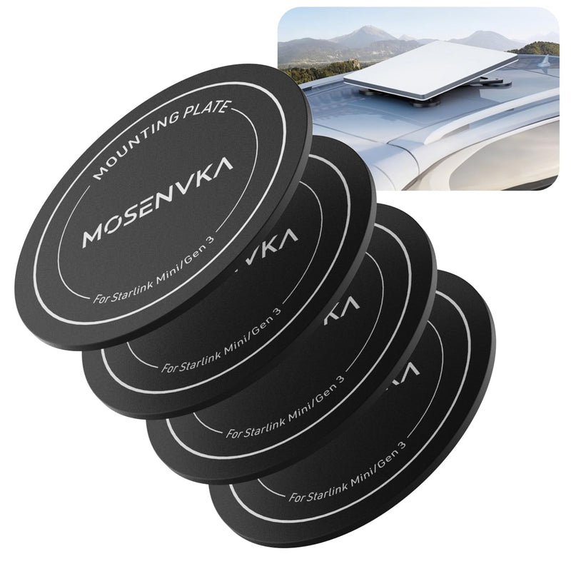 4PCS Adhesive Metal Plates Discs for Starlink Mini/Gen 3 Magnetic Mount | for Satellite Dish Magnetic Mount Base, Starlink Mounting Accessory for Car, Truck, SUV, RV, Fiberglass & Aluminum Roofs 4