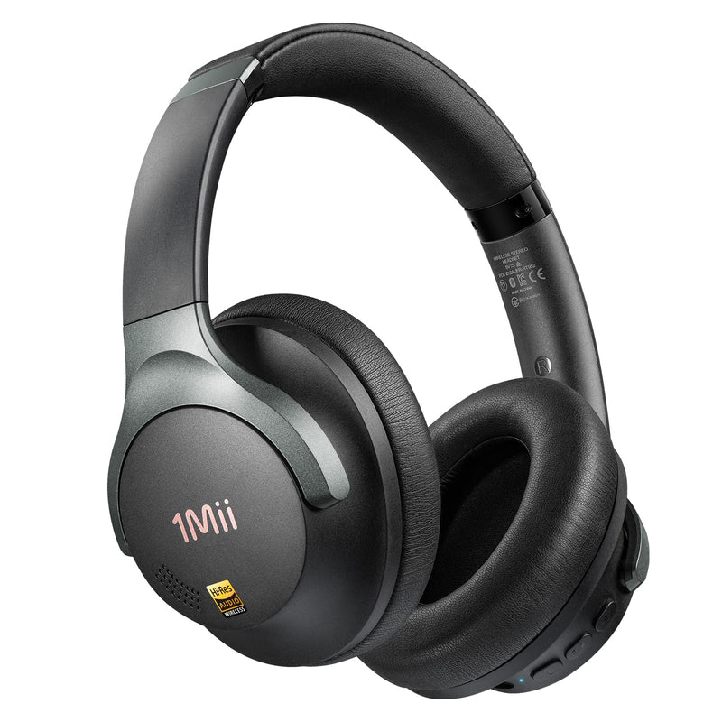 1Mii Hybrid Active Noise Cancelling Bluetooth Headphones with Game Mode | Over Ear Headphones Wireless Bluetooth 6.0 Low Latency, Hi-Res Audio, Clear Calls, 100H Battery Comfortable for Travel Office