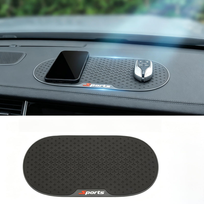 Car Dashboard Anti-slip Pad, PVC Multifunctional Storage Pad for Phone Key Sunglass Ornament, Heat-resistant Washable Sticky Adhesive Mat, Interior Accessory for Most Cars (Black)