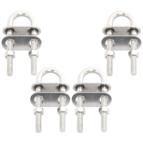 NovelBee 4pcs 3/8" Stainless U Bolts,Bow Eye for Boat,Thread Length:2-5/8"