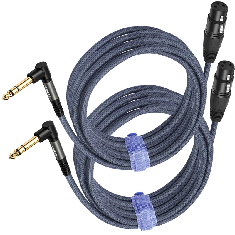 16FT Right Angle 1/4 TRS Male to 3Pin XLR Female Microphone Cable,6.35mm TRS to XLR Female-2Pack 16Feet