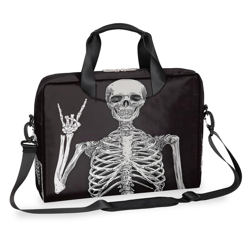 16in Laptop Bag for Women Men Waterproof Computer Carrying Messenger Case Handbag A07:black Skeleton Skull Gothnic