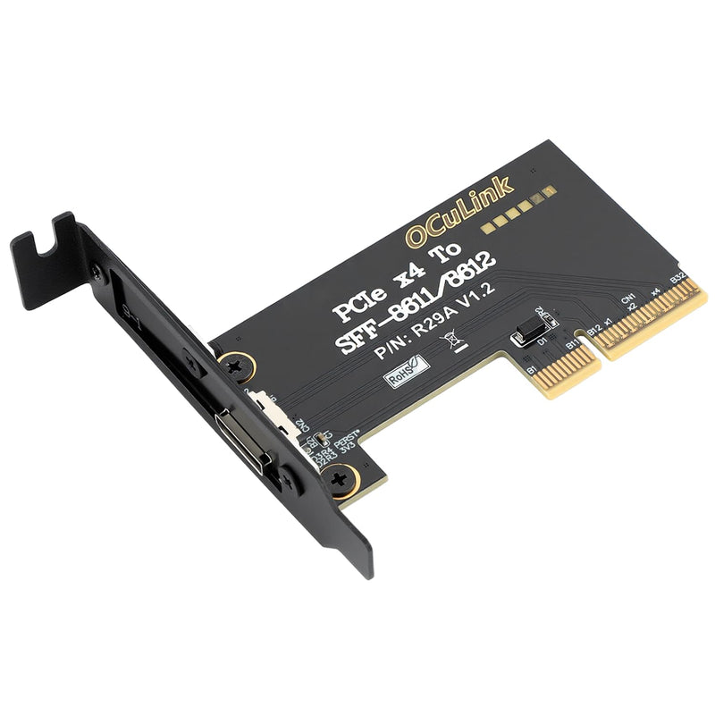 RGEEK PCIe 4.0 x4 to OCuLink SFF-8611 SFF-8612 4i Host Adapter | 64Gbps PCIe Riser Card for External GPU eGPU Video Graphics Cards, Mini PC