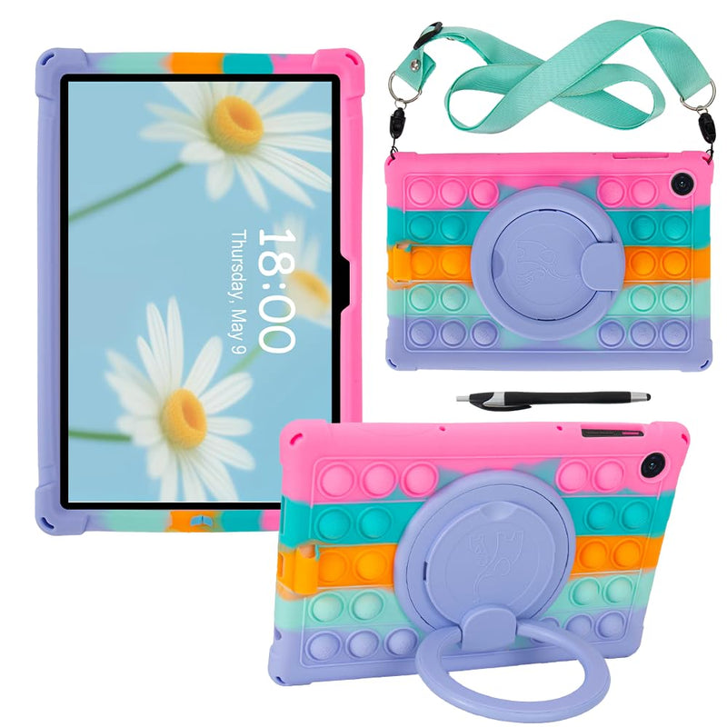 Case for T-Mobile REVVL Tab 2 10.1 Inch Tablet 2025, 360° Rotating Stand with Soft Silicone Protective Cover for T-Mobile REVVL Tab 2 5G 10.1" Tablet (Colorful Pink) Colorful Pink
