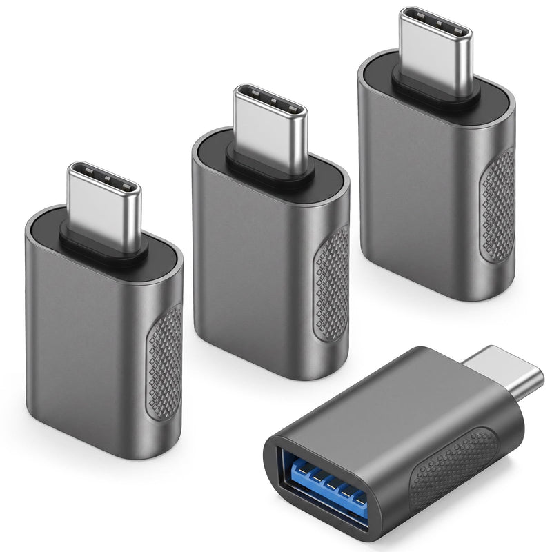 4 Pack USB to USB-C Adapter USB-C to USB Straight Connector Compatible with Cellphon and More Type C Devices