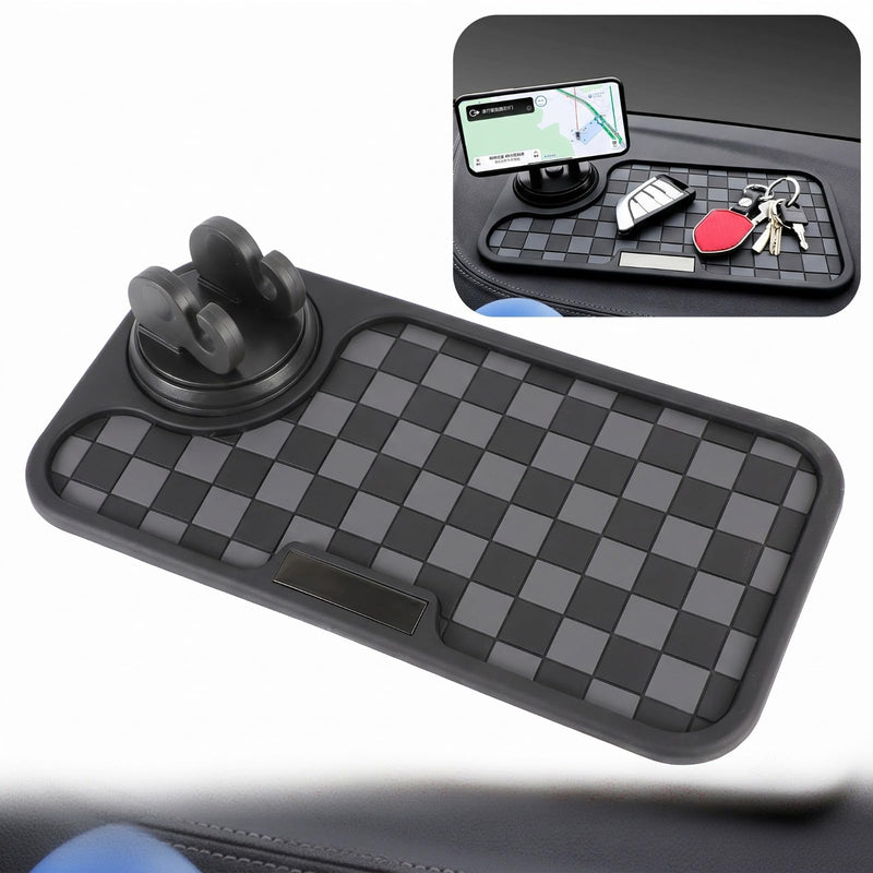 Multifunctional Car Anti-Slip Mat, Anti-Slip Rubber Dashboard Storage Pad and Phone Holder, Universal Dashboard Storage Accessories for Most Cars (Black & Gray) 1 PC Black&Gray