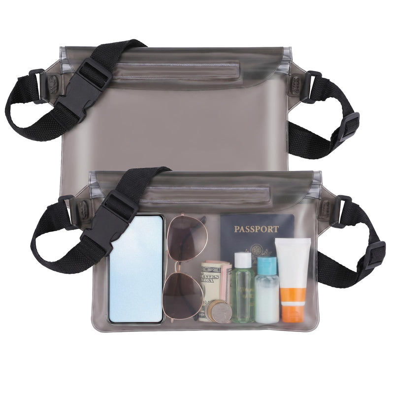2PCS Waterproof Fanny Pack, Waterproof Bag for Beach Waterproof Pouch for Phone Passport Purse Floating Dry Bag with Adjustable Waist Strap for Beach Kayaking Boating