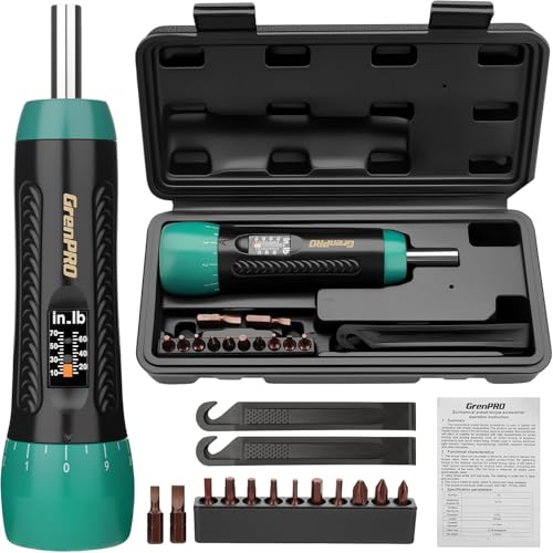GRENPRO Torque Screwdriver 5-70 in-lb, 1/4" Drive Precision Driver Set