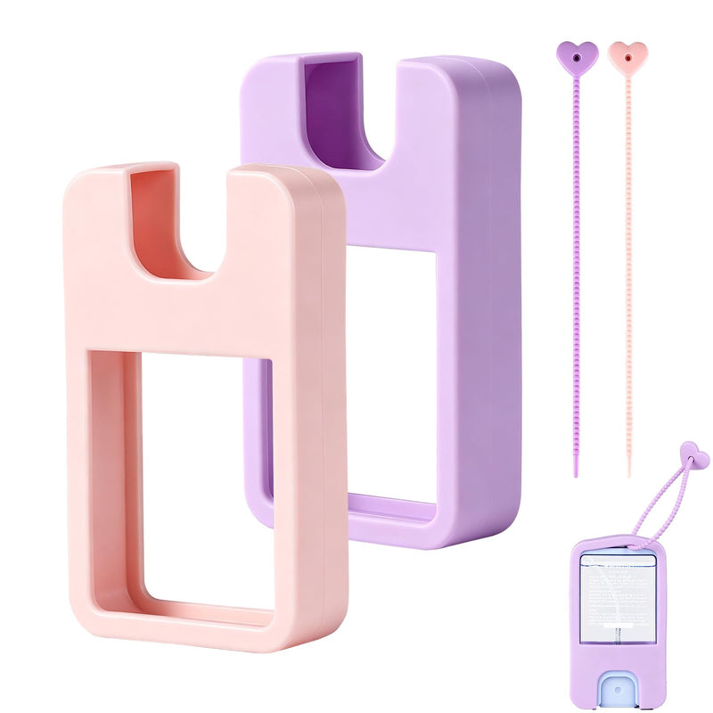 Hand Sanitizer Case Compatible with Scent Theory, 2 Pack Holder | Hand Sanitizer Holder, Silicone Soft Durable Sanitizers Sleeve with Keychain, Sung Fit, for Backpack, Travel and Daily Use