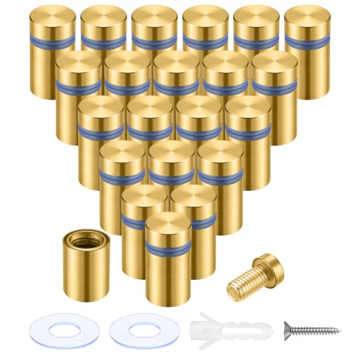 Pelopy 24 Pcs Sign Standoff Screws Advertising Screws Stainless Steel Wall Standoff Mounts Glass Acrylic Nail (1/2 x 3/4 Inch,Gold) 1/2 x 3/4 Inch Gold