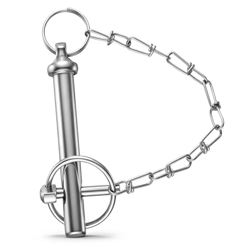 1 Pcs Trailer Drop Foot Jack Replacement Pin 9/16 Inch Diameter, 3-1/2 Inches Total Length, 2-5/8 Inches Effective Length Galvanized Steel Strip Chain Cotter Pin 7000 Lbs Load Capacity 1