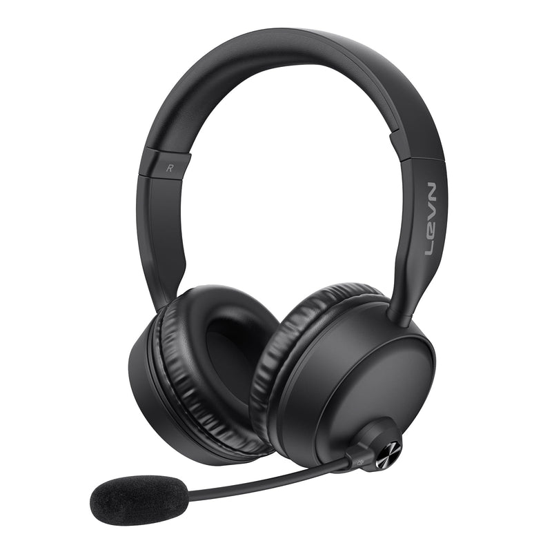 Bluetooth Headset with Microphone, 60 Hrs Bluetooth Headphones with Mic, Wireless Headset with Mic for Work/Meetings/Office/iPhone/Phone Calls/Call Center/Computer/PC/Teams/Zoom/Podcast/Skype/WebEx Black