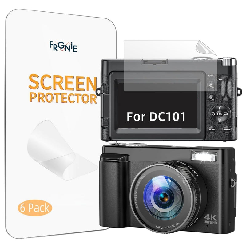 Screen Protector Designed for Duluvulu 4K Digital Camera (6 Pack) | HD Clear PET Film, Anti-Scratch, Designed for Zostuic / TEFTYMON / TESFOT DC101 Camera