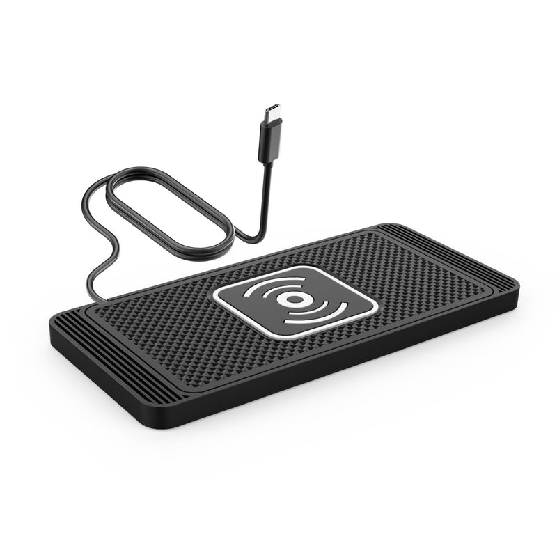 Wireless Charger Car Charging Pad 15W Fast Car Wireless Charger Pad, 15W Fast Charging, Anti-Slip, Universal Qi Compatible with iPhone and Wireless Charging Phones, Black(USB-C)