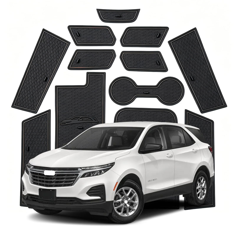 Center Console Insert Mats for Chevy Equinox 2018-2024 13Pcs Black | Silicone Cup Holder Coaster Insert Pads,Waterproof,Soft,Non-slip,for Chevrolet Equinox 2024 2023 2022 2021 for Equinox 2018-2024