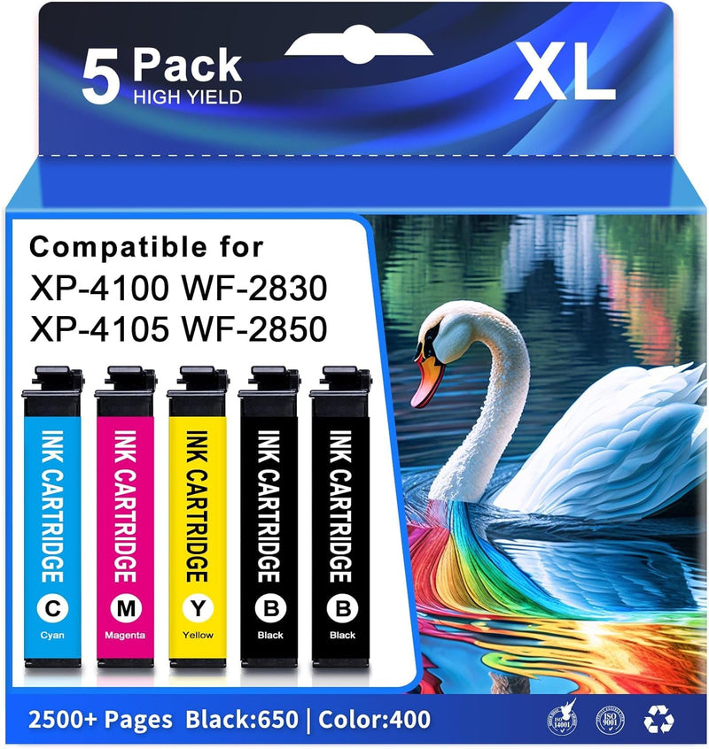 MC SUPRINT Reman Ink Cartridge Replacement for Epson 212XL Ink Cartridges | for 212 Ink Cartridges Combo Pack for Epson Printer XP-4100 XP-4105 WF-2830 WF-2850 Upgraded Chip Black Color Home Use 5PK