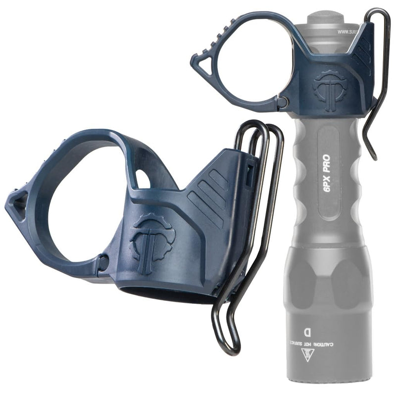 Thyrm Switchback 3.0 Deep Carry Flashlight Ring, Premium Metal Clip, Blue | Wire Clip Adjustable to Two Heights, Made in USA, For 1” Diameter Lights by SureFire, Modlite, Streamlight, Fenix, Nitecore Navy Blue