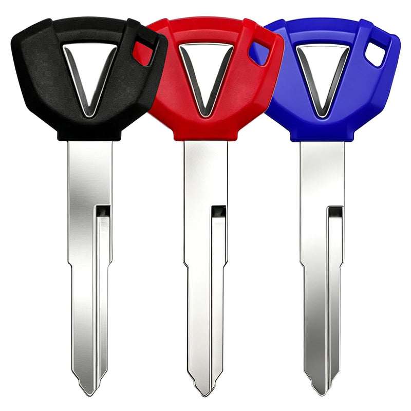Blank Uncut Key for ZX6R 10R 14R Z750s 900 1000 3Pcs | 27008-0069 Black/Red/Blue 3